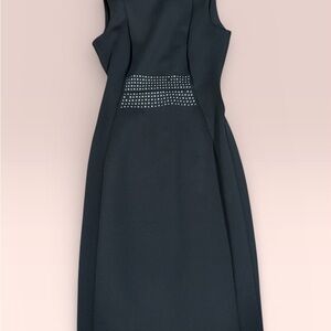 Karl Lagerfeld Black Bodycon Midi Sleeveless Dress with Studded Detail Size S